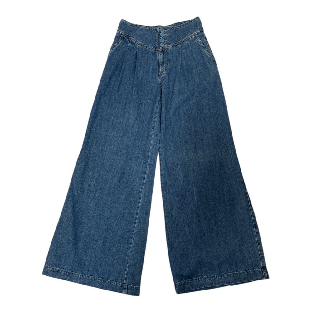 Studio F Wide Leg High Waisted Palazzo Jeans Size 10 Wide Leg Pleated